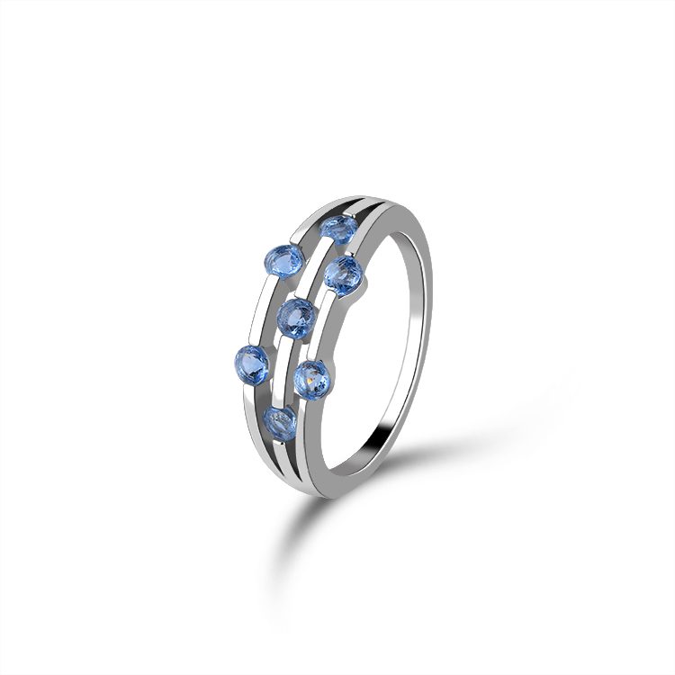 Vintage 925 Sterling Silver Ring for Women Blue Cubic Zirconia Wedding Gift Wholesale Factory Direct  for Couples