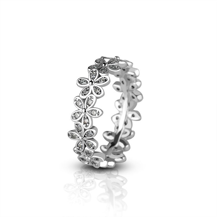 Trending 925 Sterling Silver Zircon Ring for Women Flower Design Perfect for Anniversary Gift Custom logo Wholesale