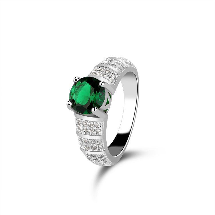 925 Sterling Silver Emerald Green Gemstone CZ Ring for Women Retro Carved Band Unique Gift for Her Wholesale