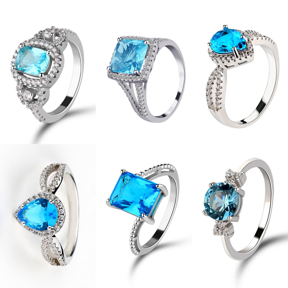 925 Sterling Silver Stylish Blue Stone Ring for Women Minimalist Sterling Silver Band with Zirconia Daily Wear