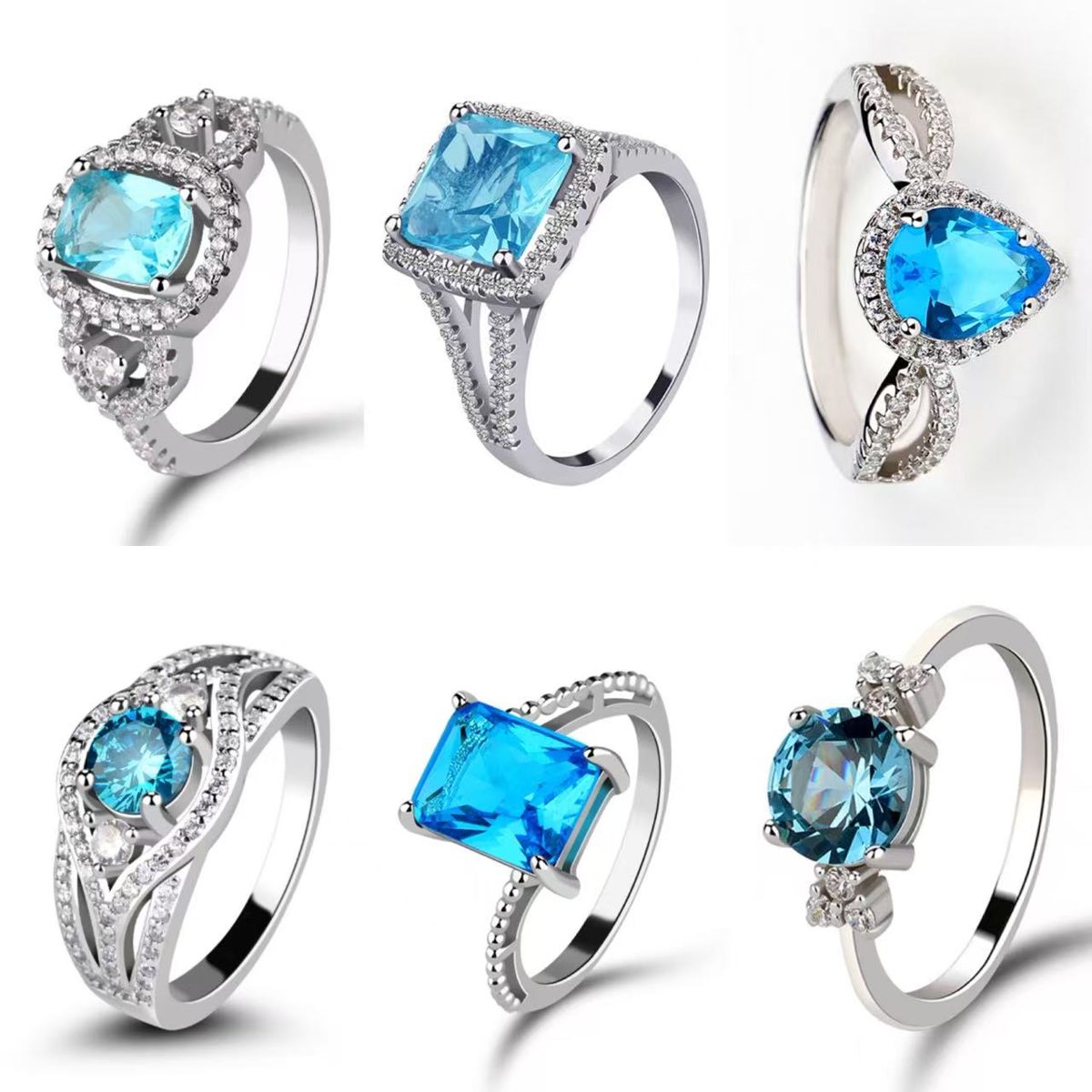 Blue Zirconia Ring 925 Sterling Silver Elegant Solitaire Design for Women Dainty Fine Jewelry Gift