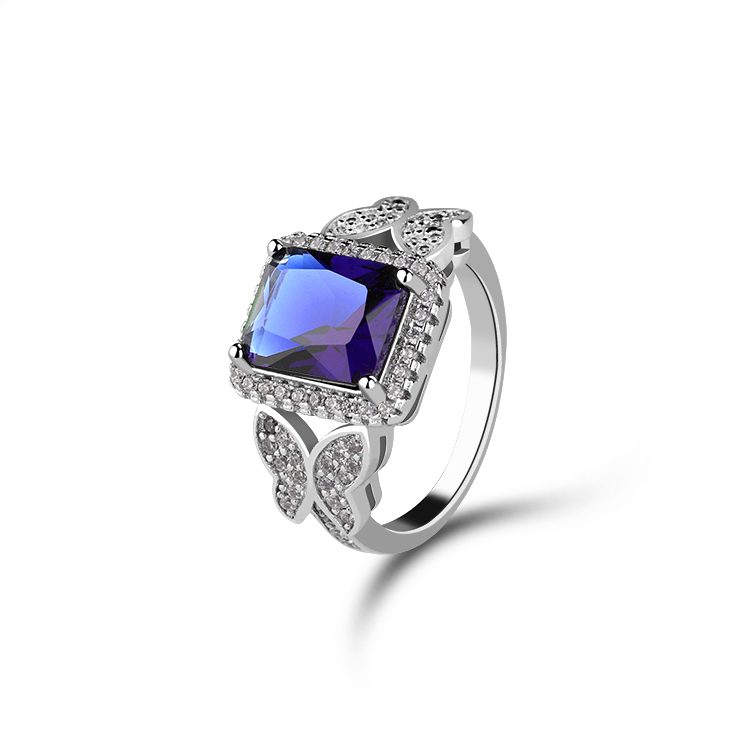 Factory Direct Sales 925 Silver Jewelry Deep Sea Butterfly Blue Zircon Ring Vintage Style Silver Jewelry Manufacturer
