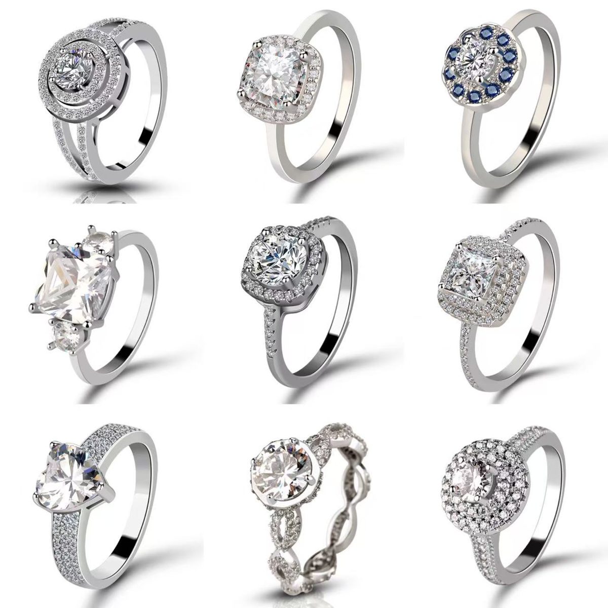 Chic Clear Zircon Multi-Stone 925 Sterling Silver  Ring with Sparkling Details Suitable for Special Events and Jewelry Displays