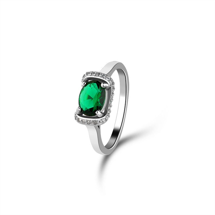 Popular 925 Sterling Silver Emerald and clear Zircon Ring for Women Elegant Design Ideal for Evening Party Wear Wholesale