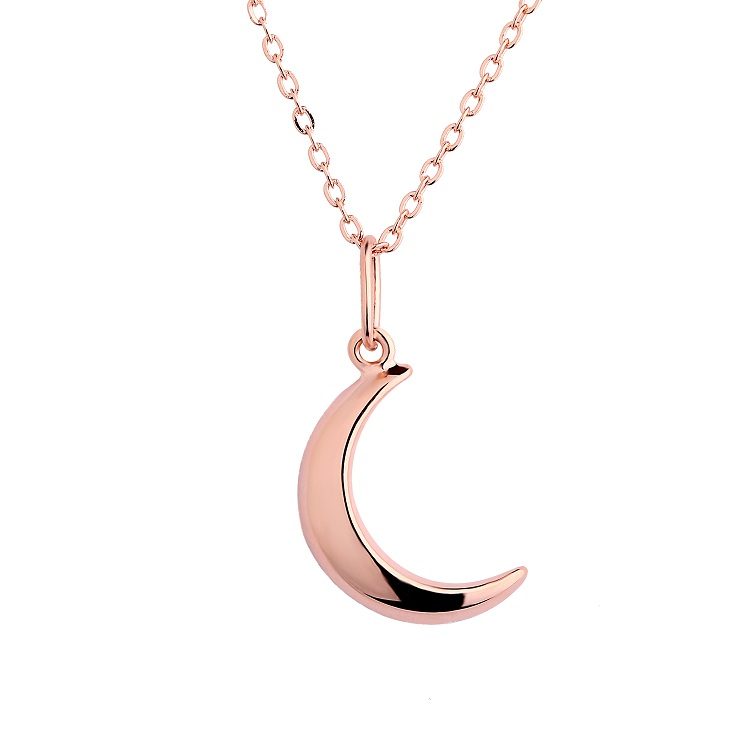 Custom Ladies Gold Jewellery London Blue Topaz Crescent Moon Necklace Real 14k Gold Plated Necklace