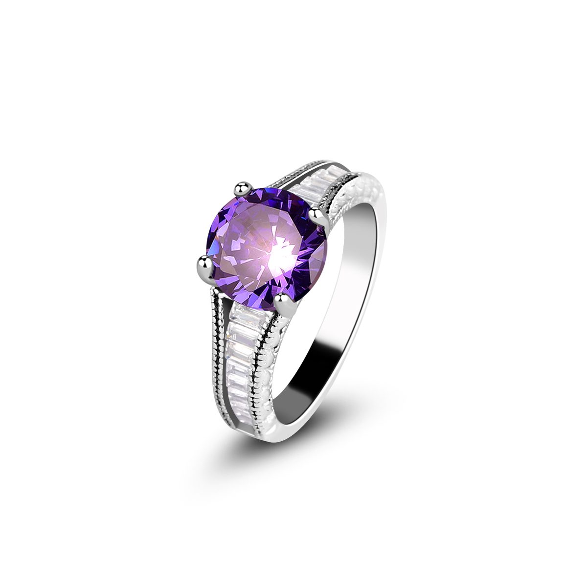 Mascot Custom Jewelry Trendy Ladies Rings Emerald Cut Gold Plated Crystal Cubic Zirconia Ring