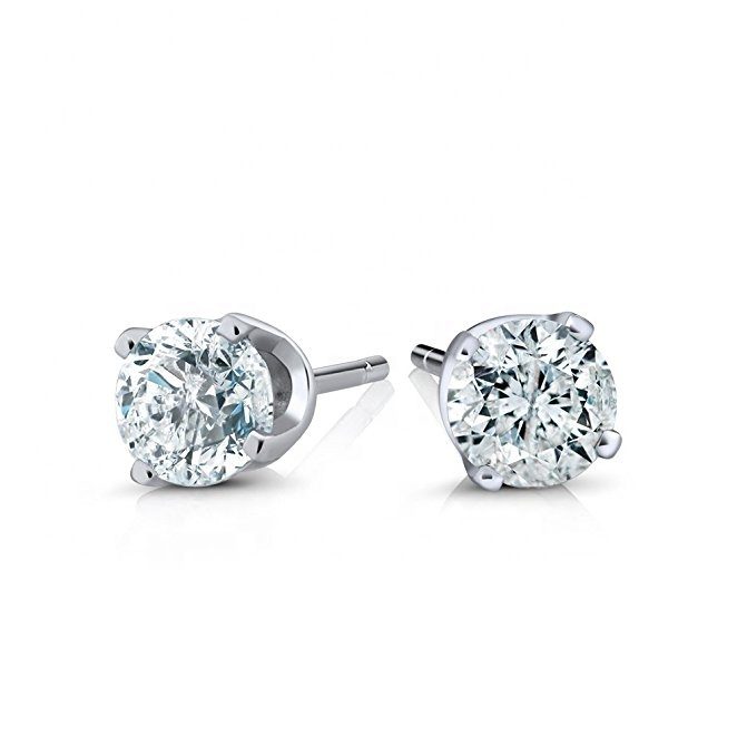Fashion Solid 925 Sterling Silver Cubic Zircon Cz Diamond Stud Earrings for Women
