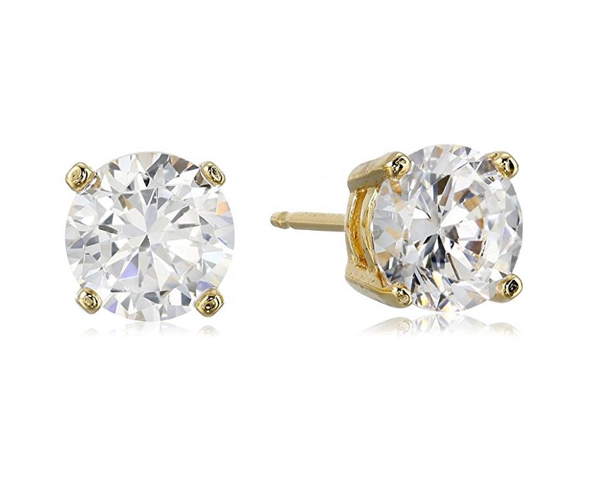 Fashion Solid 925 Sterling Silver Cubic Zircon Cz Diamond Stud Earrings for Women