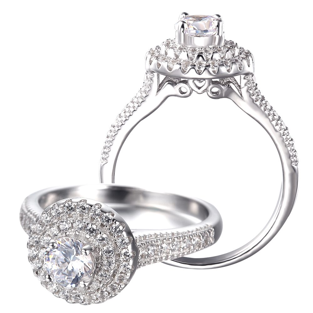 Wholesale Silver Jewelry Synthetic Zircon Wedding Rings Gift for Girlfriend