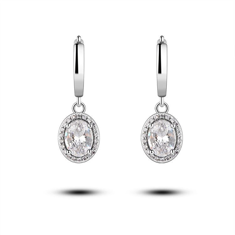 Silver Jewelry Factory Wholesale Wedding Jewelry Sterling Silver 925 Earrings Women Jewelry Cubic Zirconia Drop Earrings
