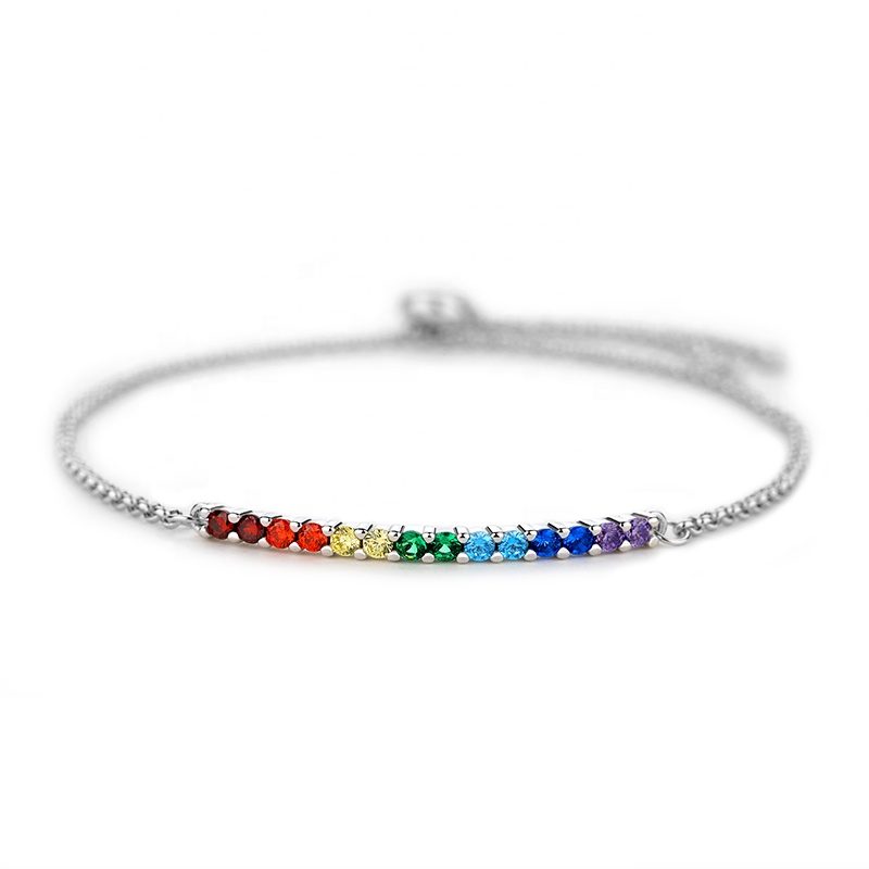 Customized Wholesale Fashion Rainbow Bridge 925 Sterling Silver Chain Bracelet for Women