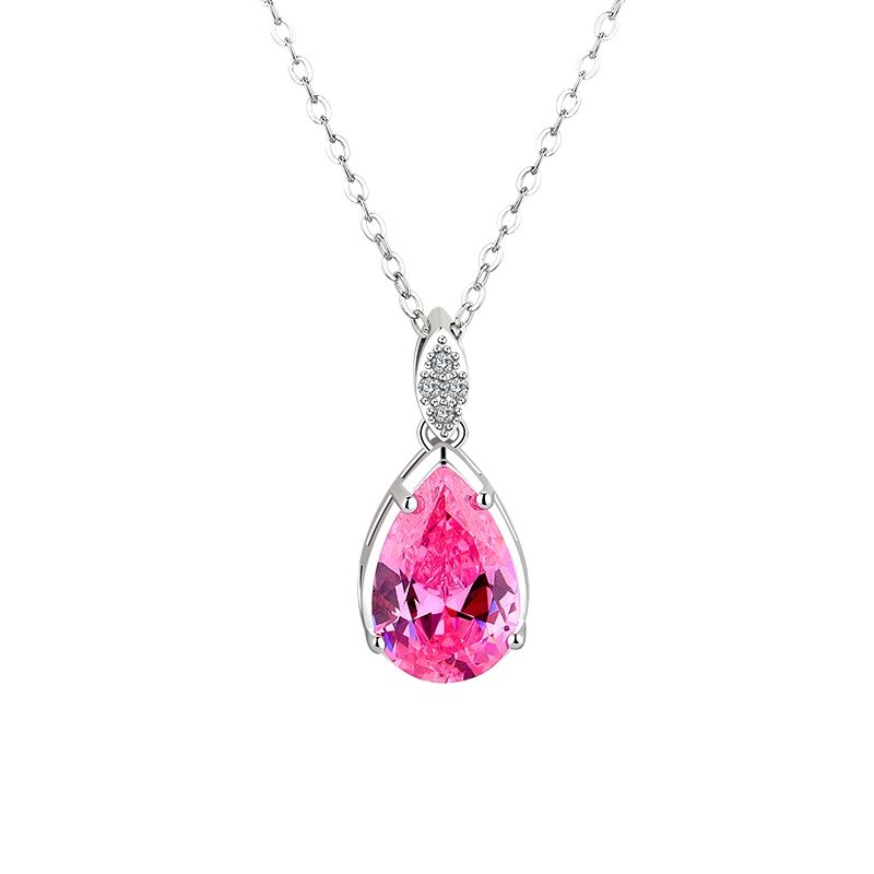 925 Sterling Silver Jewelry Ruby Women Necklace Tiny CZ Round Ruby Pendant Necklaces for Girls