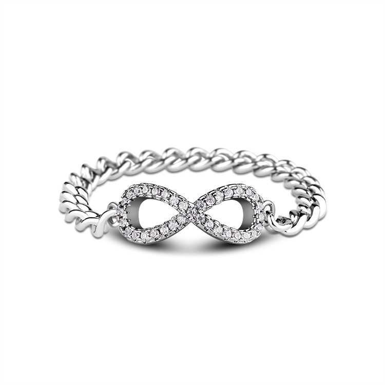 High Quality Chain Link Ring Jewelry Luxury Big Zircon Bowknot Ring for Women