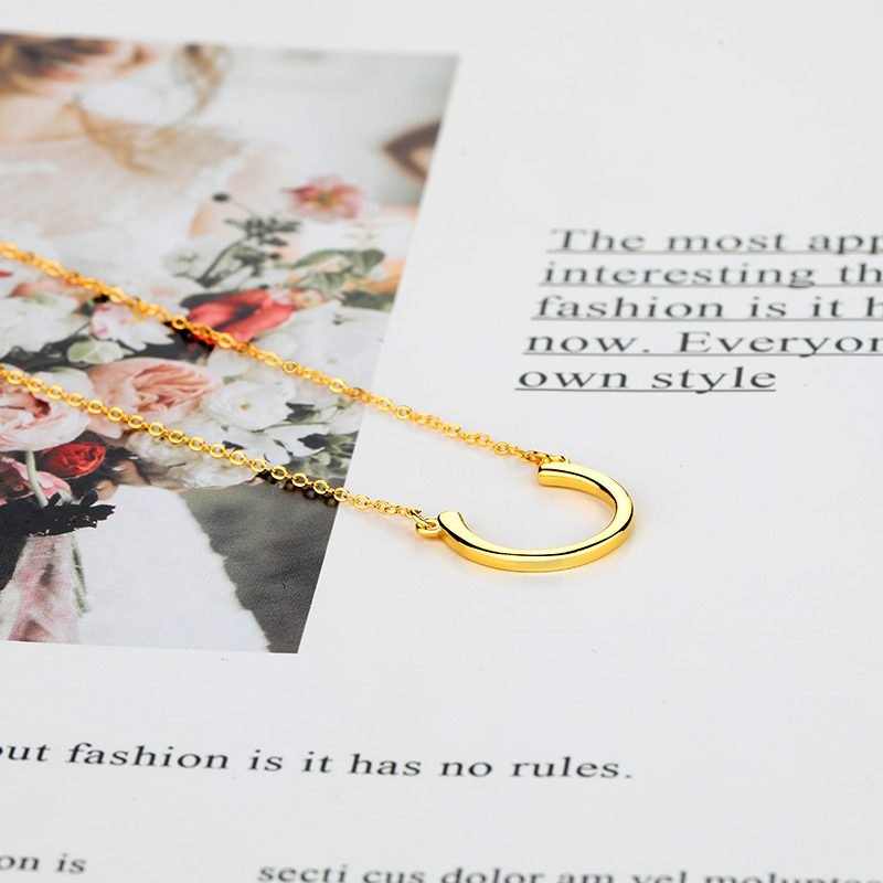 Mascot Fashion Jewelry 925 Sterling Silver 18K Gold Plated Letter Necklace