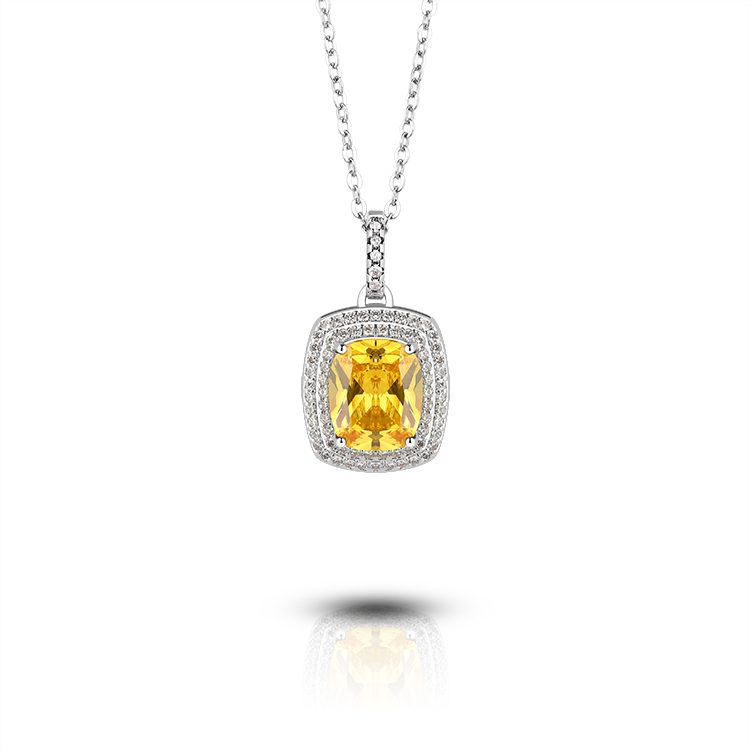 Custom 925 Sterling Silver Gemstone Pendant Necklace Jewelry Love Fashion Chain Girl Gemstone Elegant Woman 925 Necklace